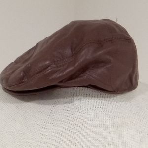Vintage Brown Leather Patchwork Driving Cap